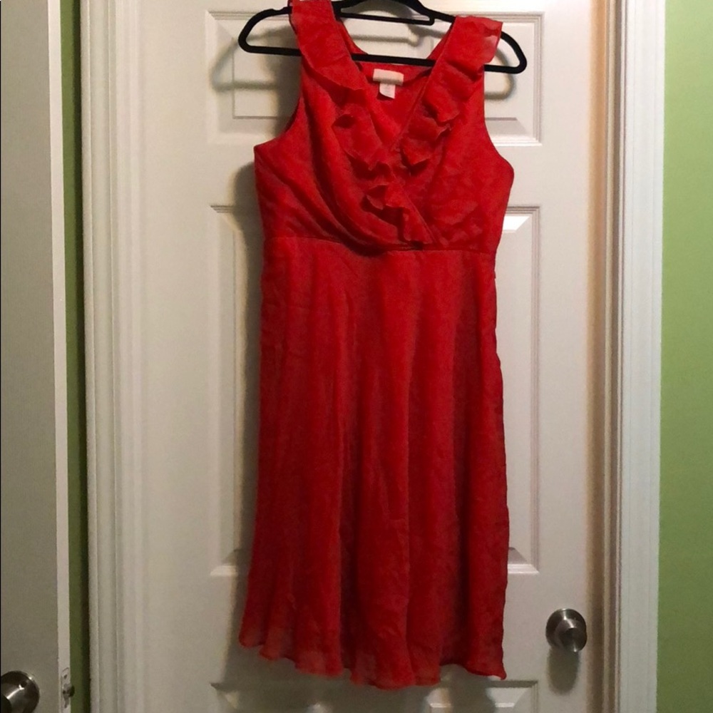 J. Crew silk chiffon dress in poppy red